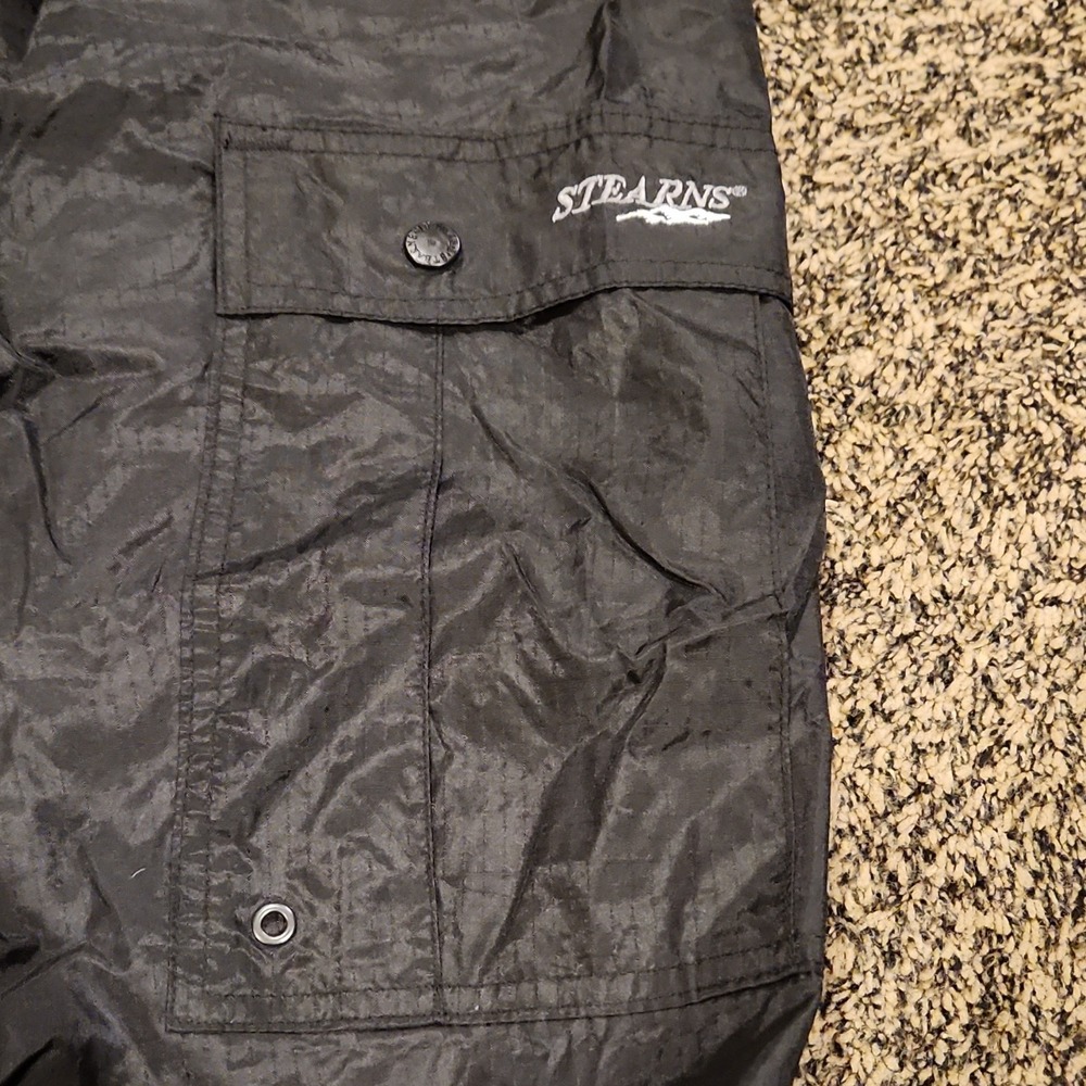 Stearns Dry Wear Men's Black Cargo Pants Nylon Lined Elastic Waist Logo
